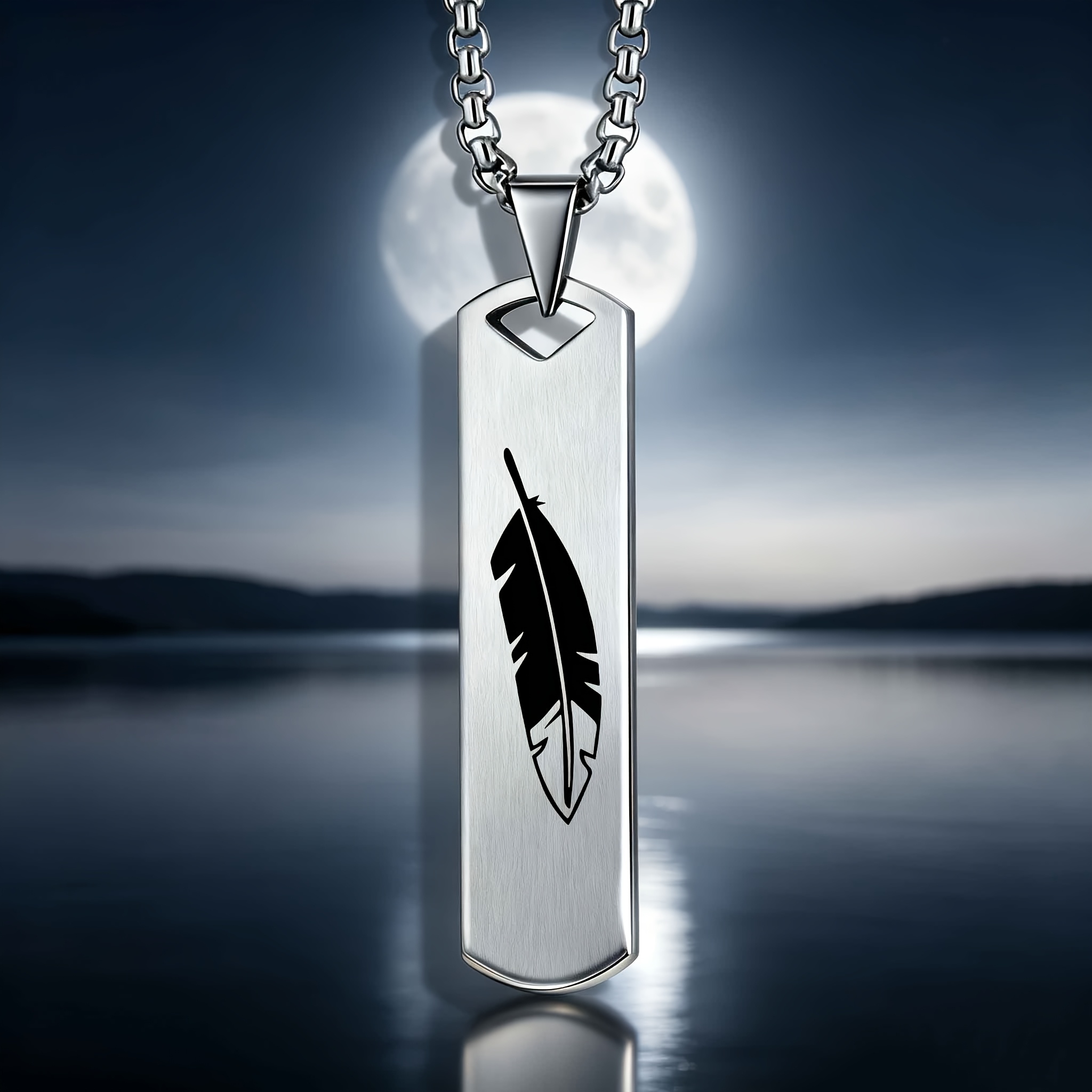 Women's Feather-Patterned Pendant Necklace, Elegant Design